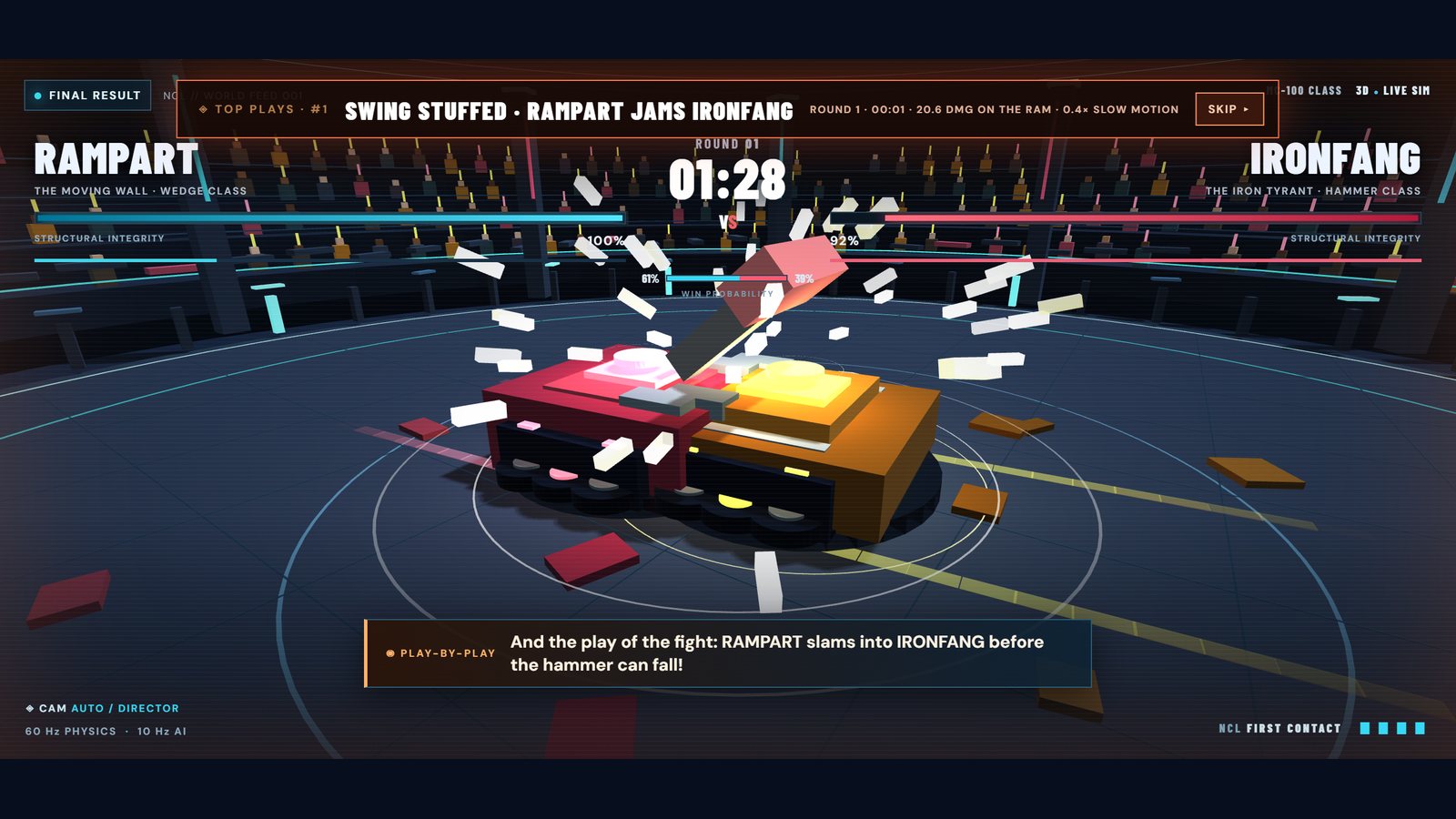 A Top Plays replay of the play of the fight, with a caption naming the move